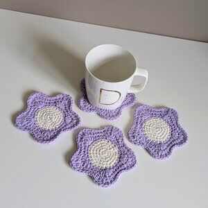 Crochet Flower Coaster Set of 4